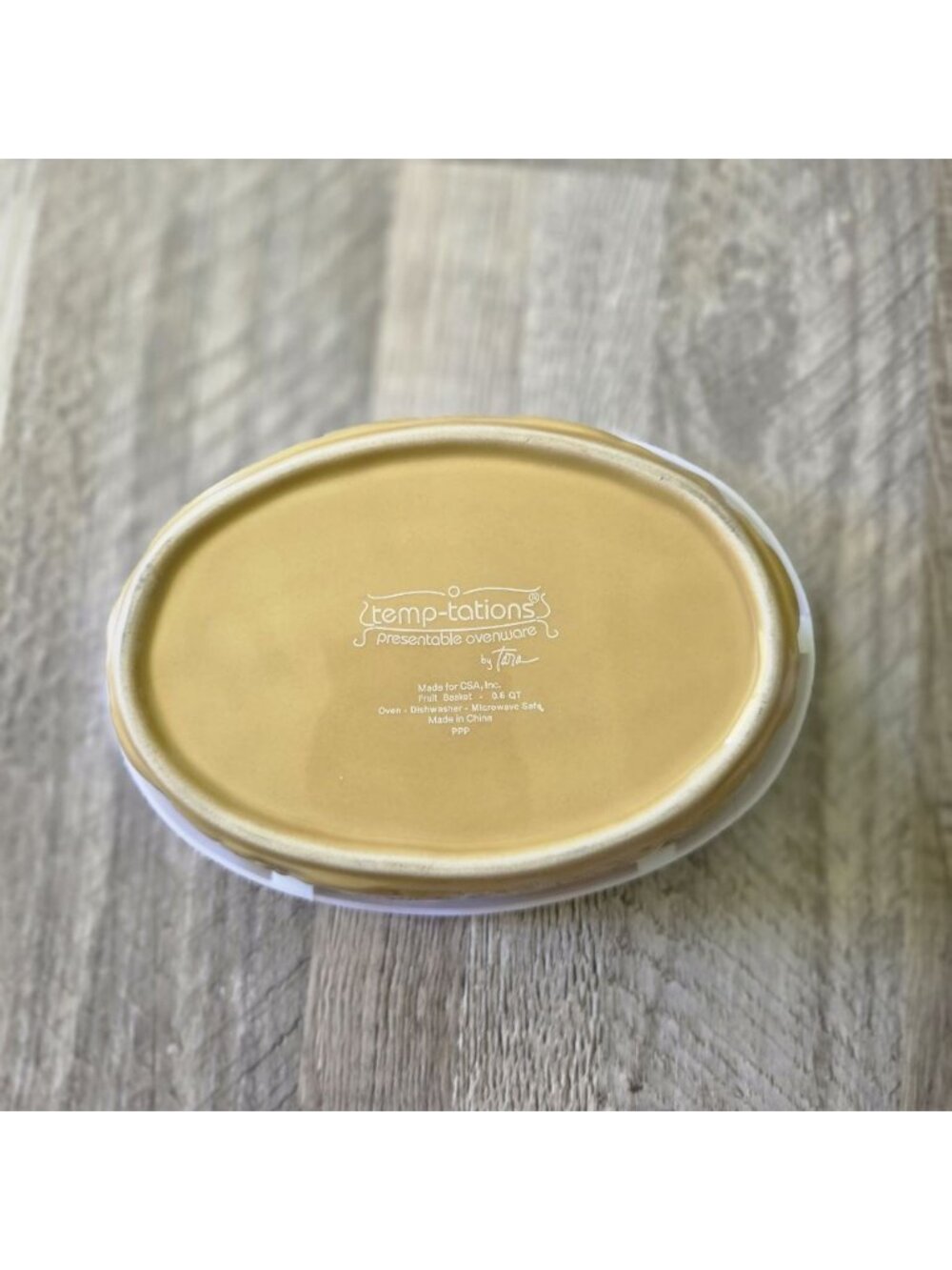 Temp-Tations Fruit Basket Yellow Ceramic Oval Casserole Baking Dish 0.6 QT Lid - Picture 3 of 15